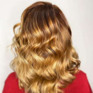 blonde curly hair